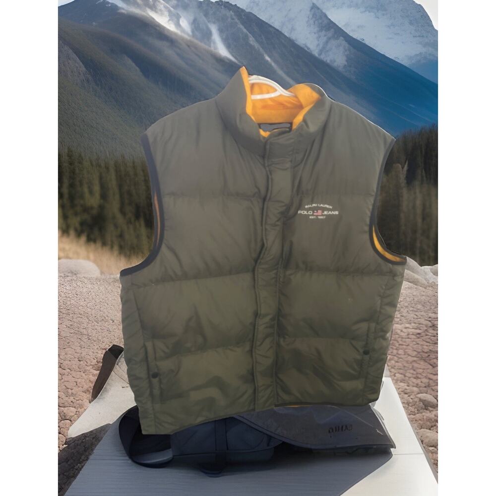 Polo Sport Ralph Lauren Vintage Down Puffer Gilet Jacket Green Men's XXL.